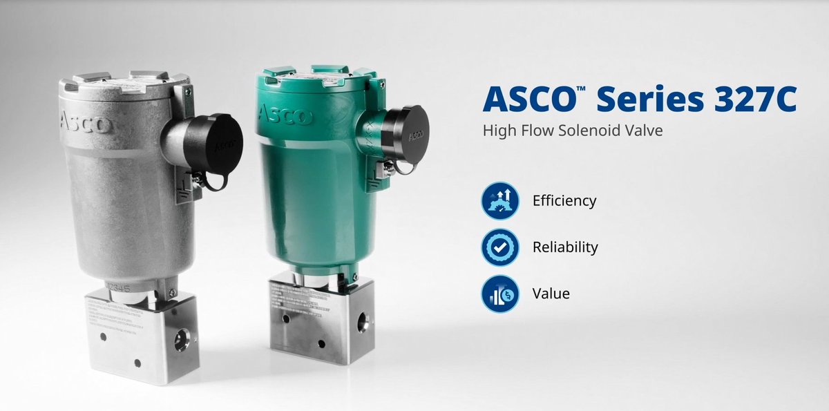 The ASCO™ Series 327C is a 3/2-way solenoid valve with zero minimum pressure, high flow rates, and low power consumption. 

Ideal for power plants, refineries, and chemical processing, it boosts efficiency and process consistency. 

Learn more emr.as/muAE50Xtloy