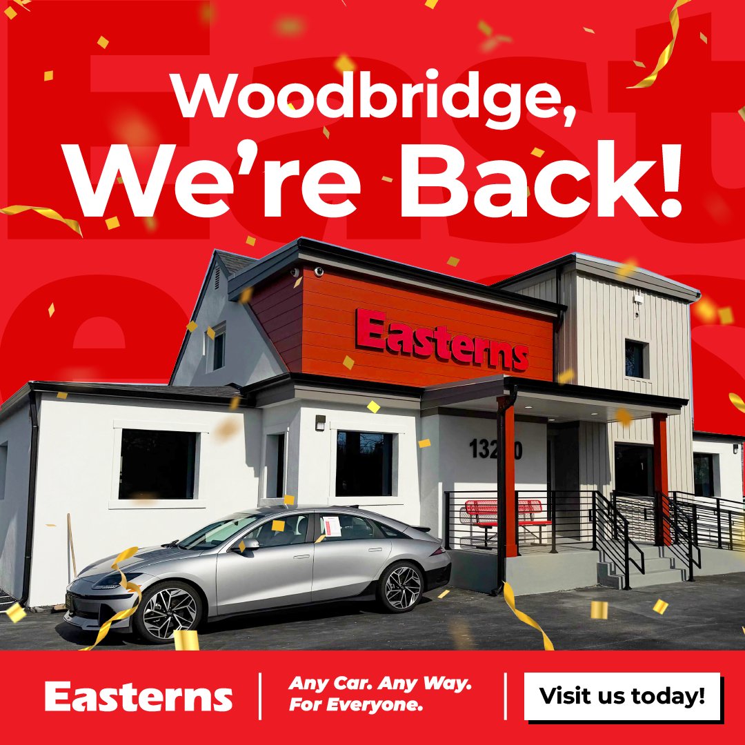 EASTERNMOTORS's tweet image. Easterns is back in Woodbridge! 🚗💨
Our newest location is officially open and ready to serve you at 13260 Minnieville Rd, Woodbridge, VA! We&apos;ve got over 1,000 cars always in inventory, so you&apos;re guaranteed to find the perfect ride. Come say hello! #AnyCar #AnyWay #ForEveryone