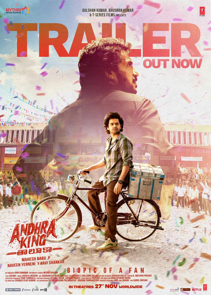 #AndhraKingTaluka trailer released 

youtu.be/oeY828c-AXo?si…

Hero <a href="/ramsayz/">RAm POthineni</a> <a href="/BhagyashriBose/">Bhagyashrii Borse</a> pair is too good let’s wait for the movie on Nov 27th #AndhraKingTaluka 
All the best <a href="/MythriOfficial/">Mythri Movie Makers</a> <a href="/TSeries/">T-Series</a> <a href="/nimmaupendra/">Upendra</a>