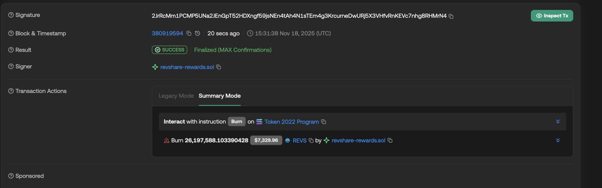 revshare_app's tweet image. We have just burned 26,000,000 $REVS from the market, worth 7,200 USD, all acquired through extra manual buybacks on top of our automatic system.

The circulating supply is now 738,000,000 $REVS.

We have also increased our future buybacks coming directly from our percentage of…