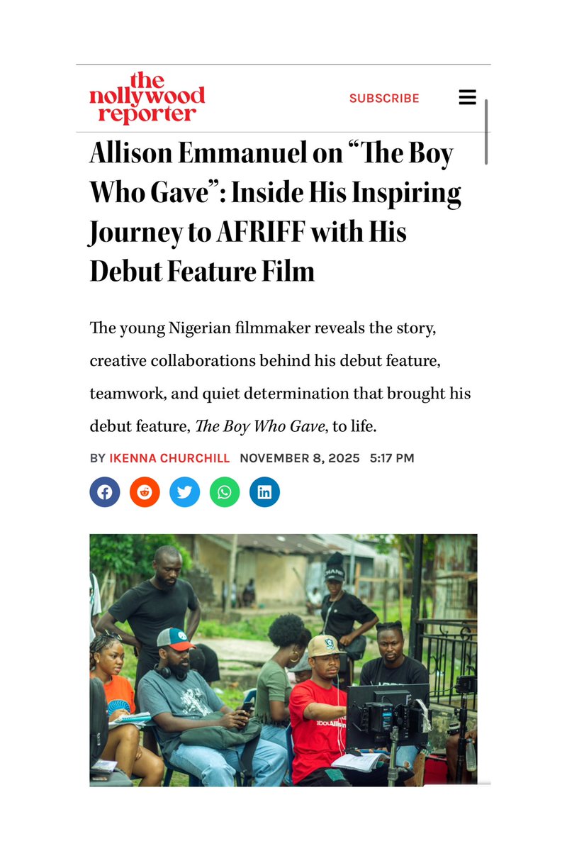 "…I didn't care about having celebrities. I wasn't casting for marketing; I was casting for truth."

thenollywoodreporter.com/film/allison-n…