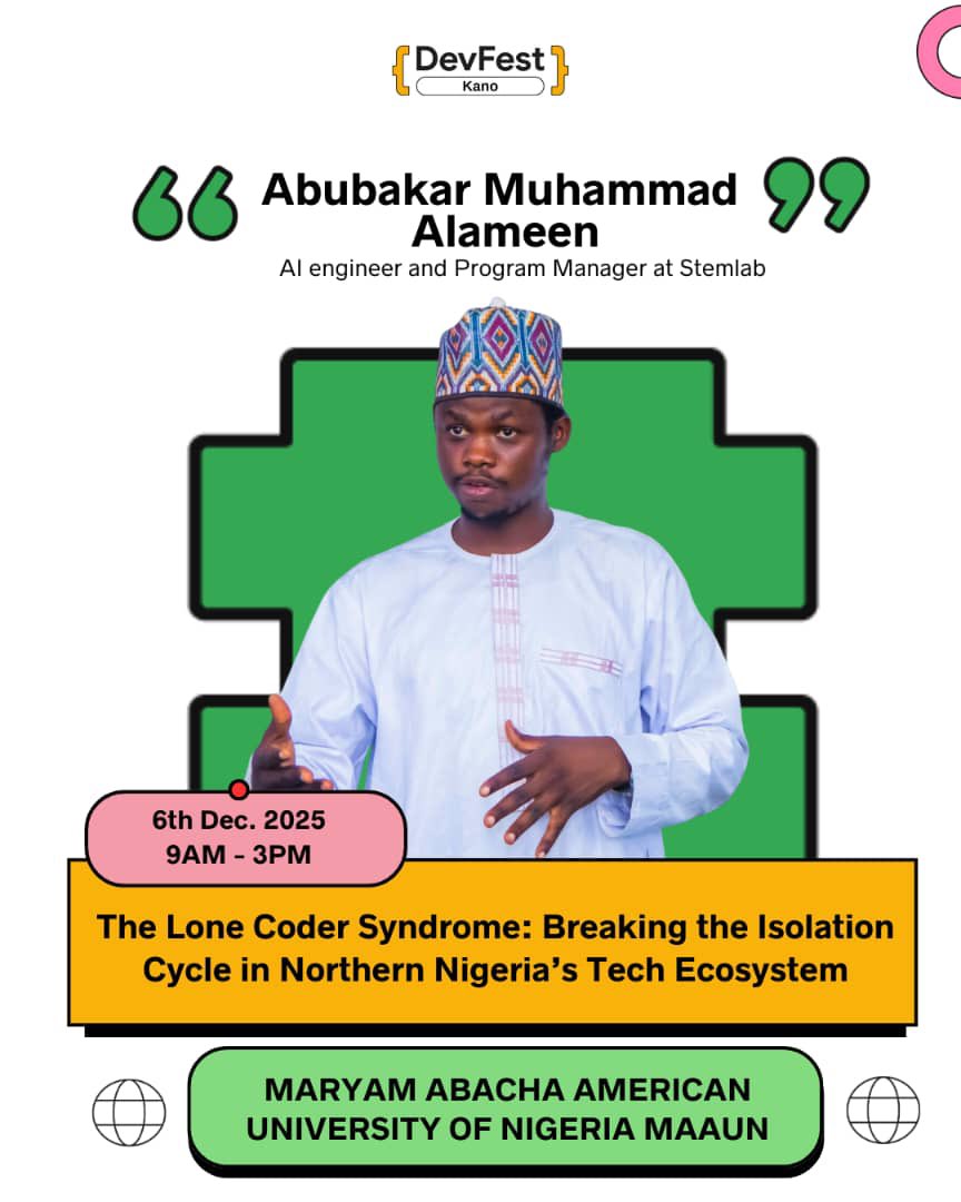 I will be speaking at Devfest kano. See you guys there
@GDGKano @wtmkano 
@safiyyadaba  @babazango <a href="/shahid/">inconsequential mote</a> and <a href="/Geektutor/">Geektutor</a> <a href="/googledevs/">Google for Developers</a>

#Devfest2025 #Devfest #DevfestKano2025 #DevfestKano 
#SSA