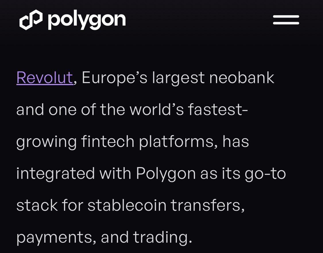 Screenshot of Polygon's blog snippet claiming Revolut integration