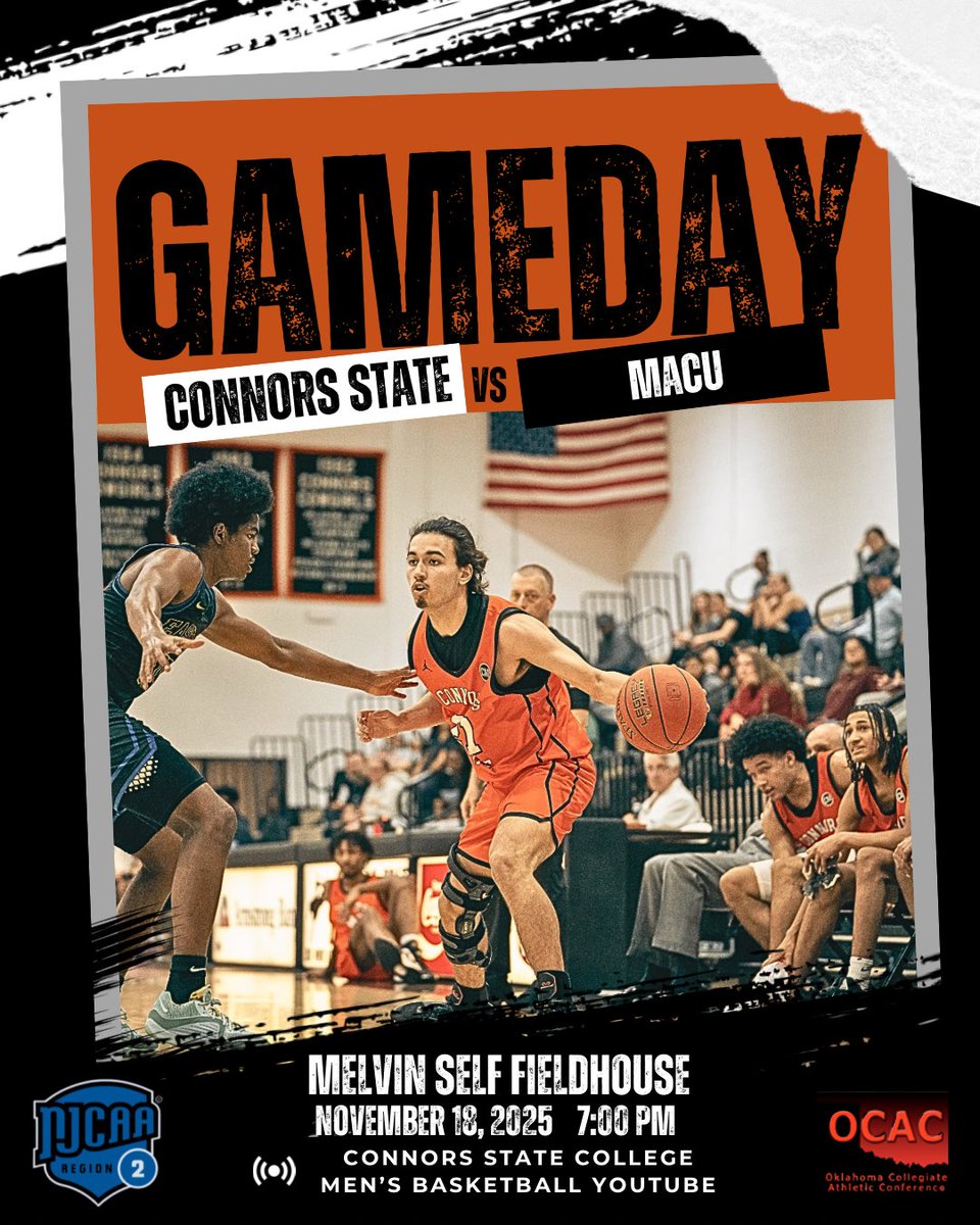 CSCMBB's tweet image. Game Day!!! 
The Cowboys look to bounce back after a tough loss last night during our annual Patriotic Night Game

🆚 Mid-America Christian University
📍 Warner, Oklahoma
🕣 7:00pm C.T.
🖥️ facebook.com/share/16fhi71Q…