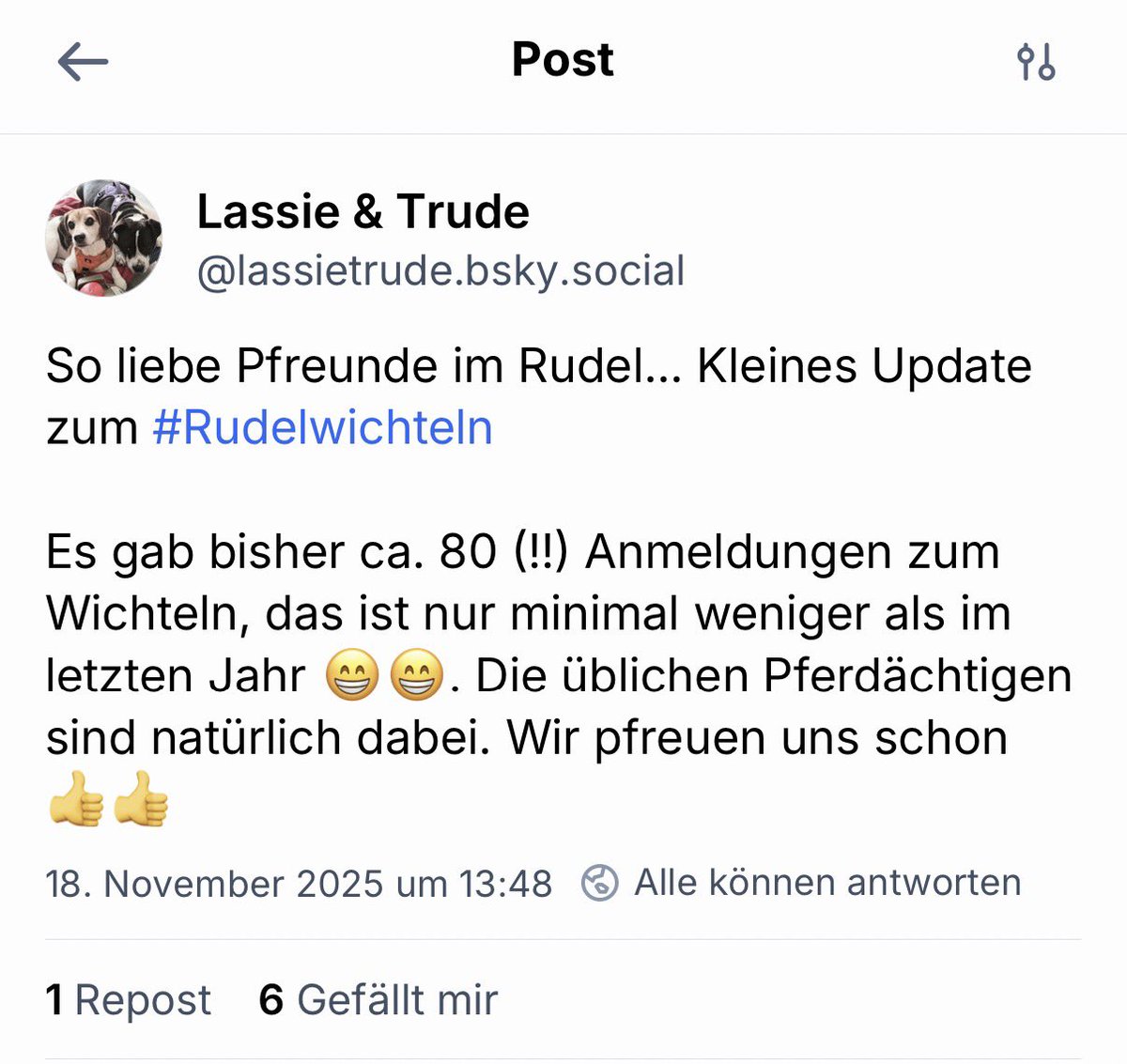 Pfreunde:

Neues vom #Rudelwichteln !