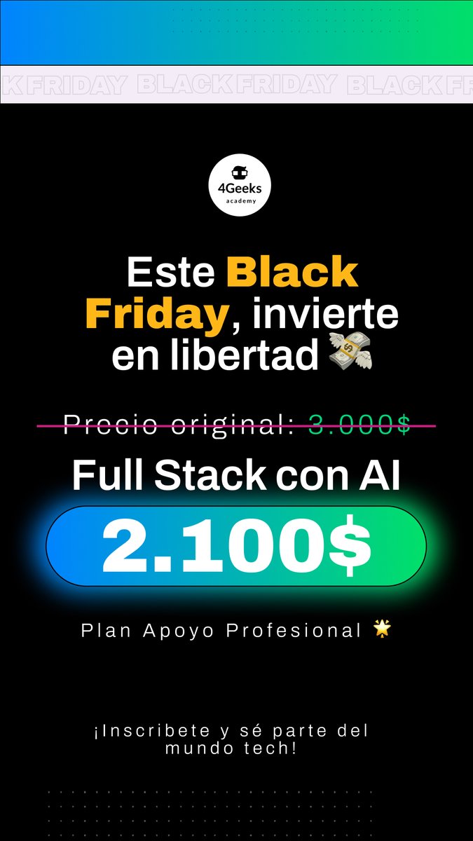 4geeksacademyES's tweet image. 🔥 ¡Arrancaron los descuentos en nuestro Bootcamp! Aprende programación, ciberseguridad o data science con una comunidad que te respalda y mentoría de por vida. 🚀