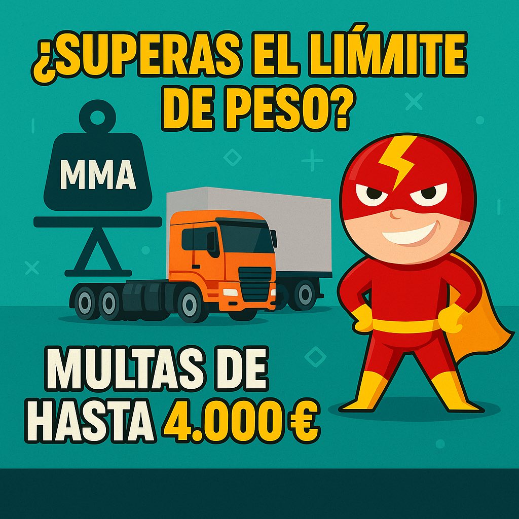 TURBOSEGUROS's tweet photo. 🚛 Exceder la masa máxima autorizada (MMA) de tu camión no es un “deslize”:
⚠️ Es una infracción muy grave que puede costar entre 2 001 € y 4 000 € y provocar la inmovilización del vehículo.  

#Camiones #TransporteSeguro #PesoMáximoAutorizado #TurboSeguros https://t.co/gxOX8gAMSF