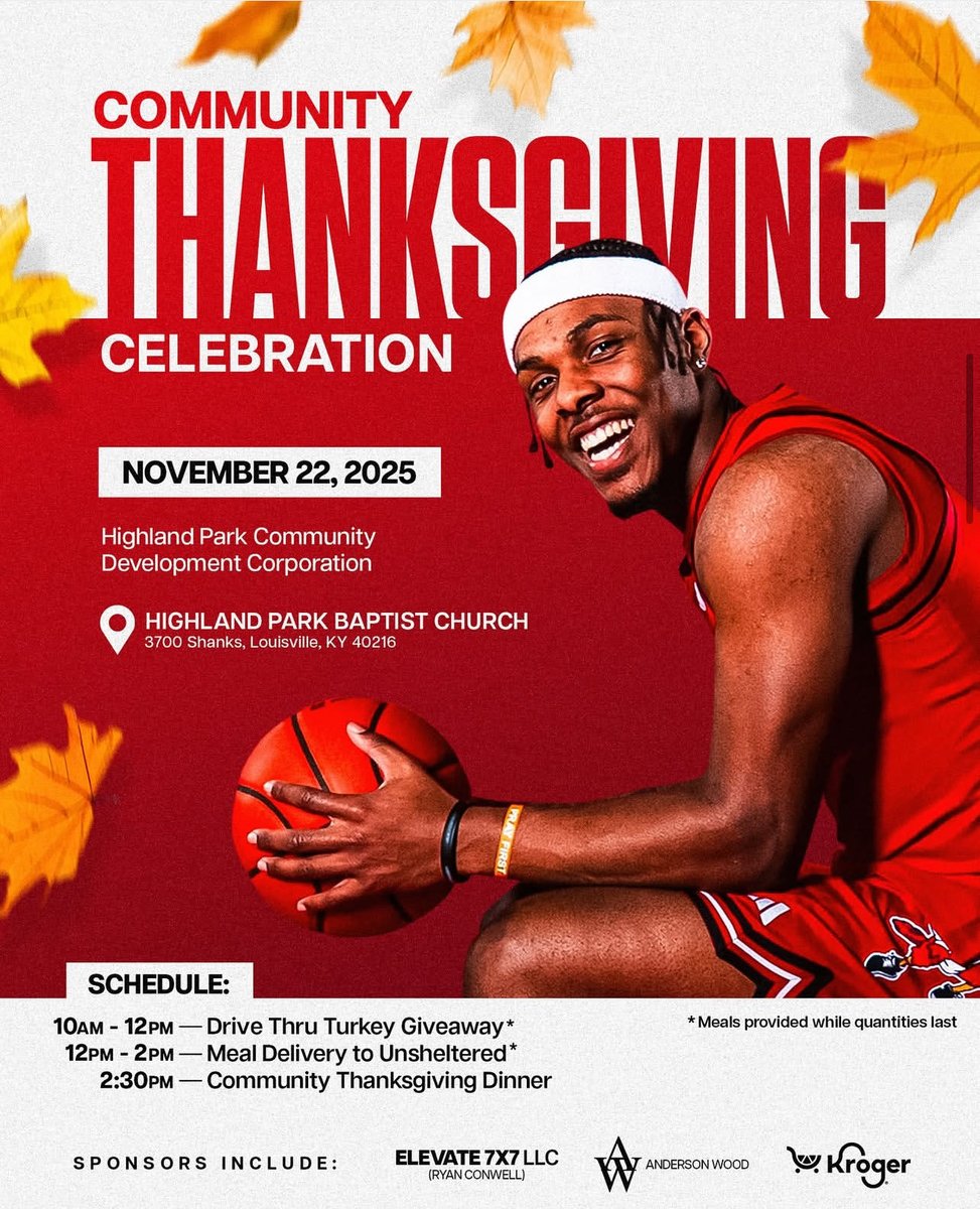 The Cards are stepping off the court and into the community this Saturday. 

Louisville men’s basketball will be volunteering at Highland Park Baptist Church for the Community Thanksgiving Celebration, helping assemble food boxes, deliver meals and support those in need.

The