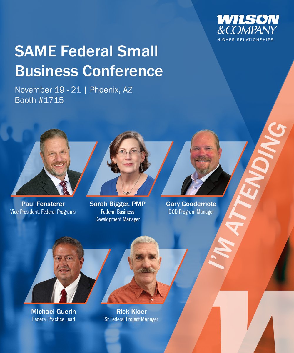 Our federal team will be attending the SAME Arizona Federal Business Conference this week, from November 19 to 21, in Phoenix, AZ.
Stop by booth #1715 to visit with our team and learn more about our work and culture of Higher Relationships.
#WereAttending #HigherRelationships