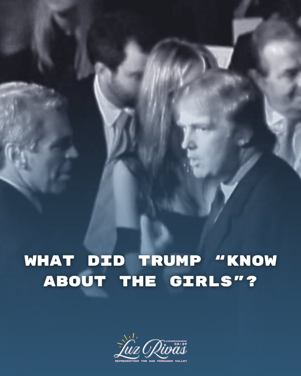 RepLuzRivas's tweet image. Jeffrey Epstein&apos;s emails raise serious questions about Donald Trump&apos;s involvement in Epstein&apos;s horrific crimes.

Epstein&apos;s survivors and the American public deserve answers and justice.

Release the Epstein files.