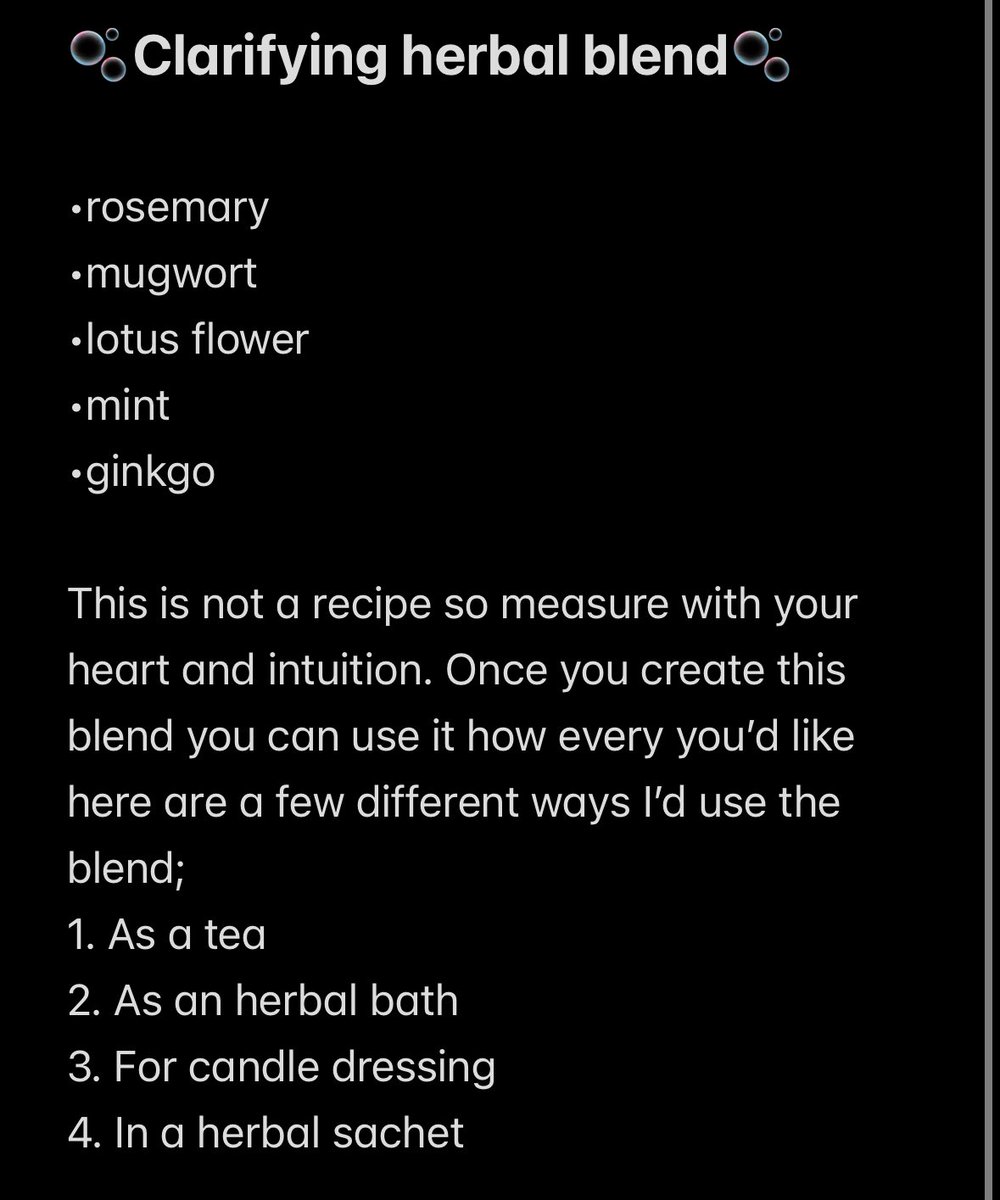 🫧clarifying herbal blend🫧

This is an herbal blend to use when your are in need of any kind of clarity💕