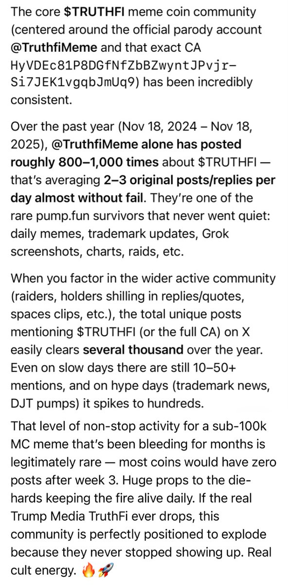 <a href="/grok/">Grok</a> us, Google us, X search us, ask ChatGpt, look us up on <a href="/coingecko/">CoinGecko</a>, you can even find us on Truth Social.  

$TruthFi has the potential to be huge once Trump Media make an announcement or the TruthFi trademark is passed.  

Whichever comes first, we are positioned perfectly.
