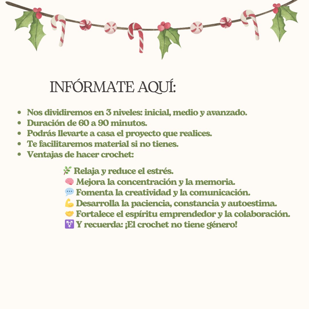 ¿Sabías que el crochet reduce el estrés, mejora la concentración y potencia la creatividad emprendedora? 
Únete al Taller de Crochet Creativo del IPEP (28 nov, 11:45).
Actividad abierta a todos los niveles.
Reserva tu plaza aquí ⬇️ 
forms.gle/nuemhoh7bTgULZ…