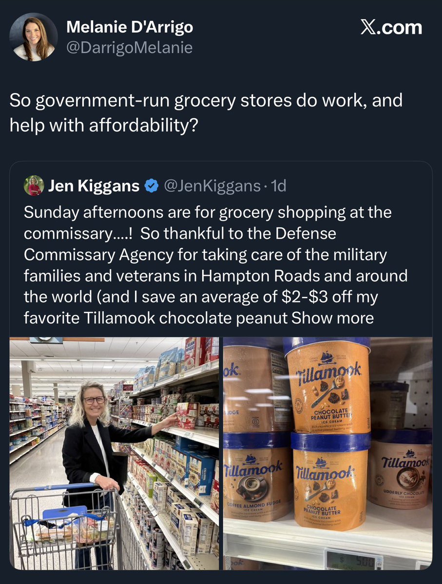 plathiandc's tweet image. commissaries on military bases work because they can restrict demand and rely on federal-level subsidies and logistics—two things that a city run grocery store can’t really match.