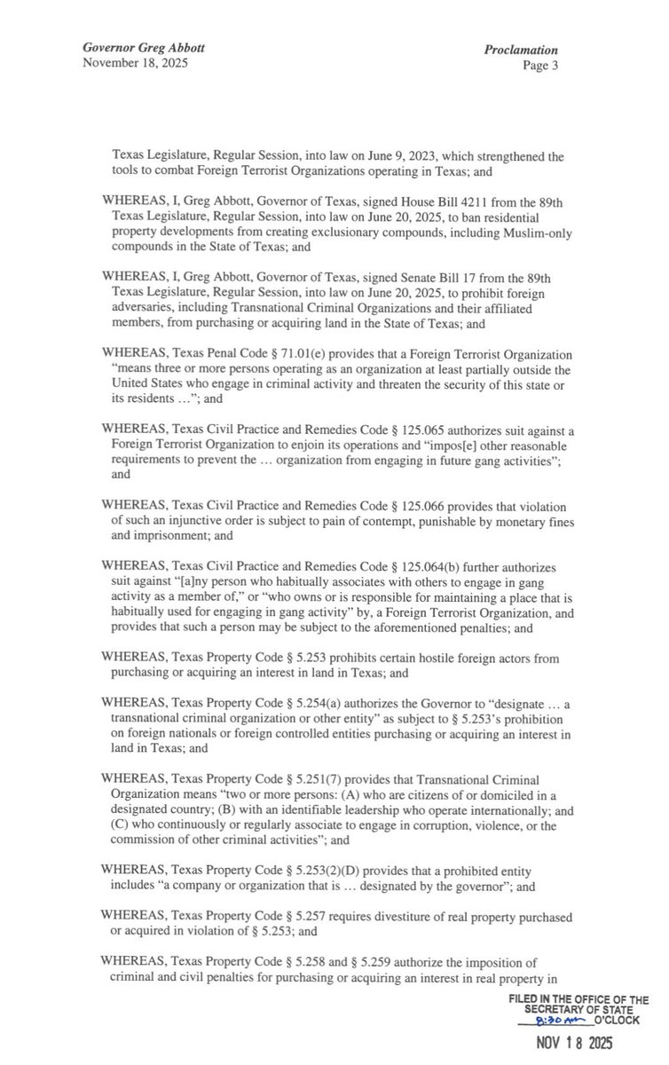 Breaking911's tweet image. Texas Governor Greg Abbott has labeled the Muslim Brotherhood and CAIR as foreign terrorist and transnational criminal organizations, banning them from acquiring land in Texas and empowering the Attorney General to take legal action to shut them down.
