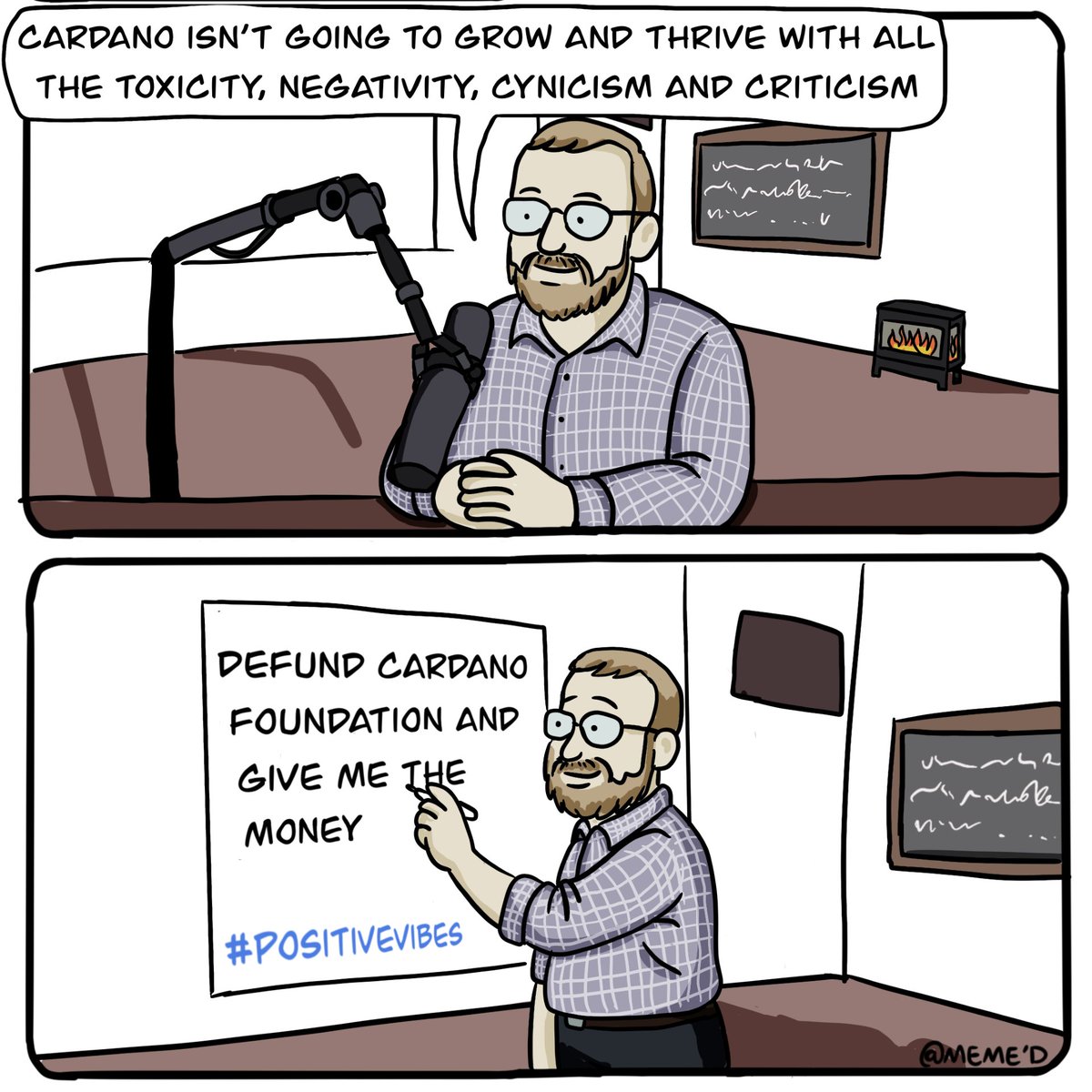 Cardanoの毒性と資金問題を風刺するCharles Hoskinsonのミーム