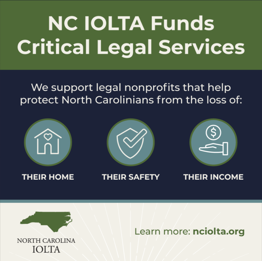 As a philanthropic program of the North Carolina State Bar, NC IOLTA (North Carolina Interest on Lawyers’ Trust Accounts) provides access to justice by funding high-quality legal assistance.

#NCIOLTA