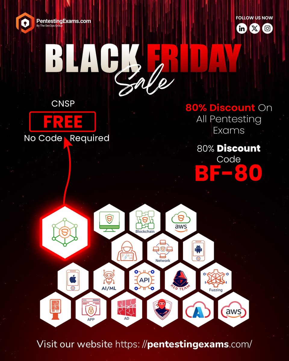 TheSecOpsGroup's tweet image. 🛑 𝗙𝗿𝗲𝗲 𝗖𝗡𝗦𝗣 𝗘𝘅𝗮𝗺 𝗚𝗶𝘃𝗲𝗮𝘄𝗮𝘆 𝗶𝘀 𝗡𝗼𝘄 𝗟𝗶𝘃𝗲 🛑
𝗙𝗼𝗿 𝗮𝗻 𝟴𝟬% 𝗱𝗶𝘀𝗰𝗼𝘂𝗻𝘁 𝗼𝗻 𝗮𝗹𝗹 𝗼𝘁𝗵𝗲𝗿 𝗲𝘅𝗮𝗺𝘀, 𝘂𝘀𝗲 𝘁𝗵𝗲 𝗱𝗶𝘀𝗰𝗼𝘂𝗻𝘁 𝗰𝗼𝗱𝗲: BF-80

We’ve dropped the 𝗕𝗜𝗚𝗚𝗘𝗦𝗧 𝗚𝗜𝗩𝗘𝗔𝗪𝗔𝗬 𝗼𝗳 𝘁𝗵𝗲 𝗬𝗲𝗮𝗿! 𝗙𝗿𝗲𝗲…