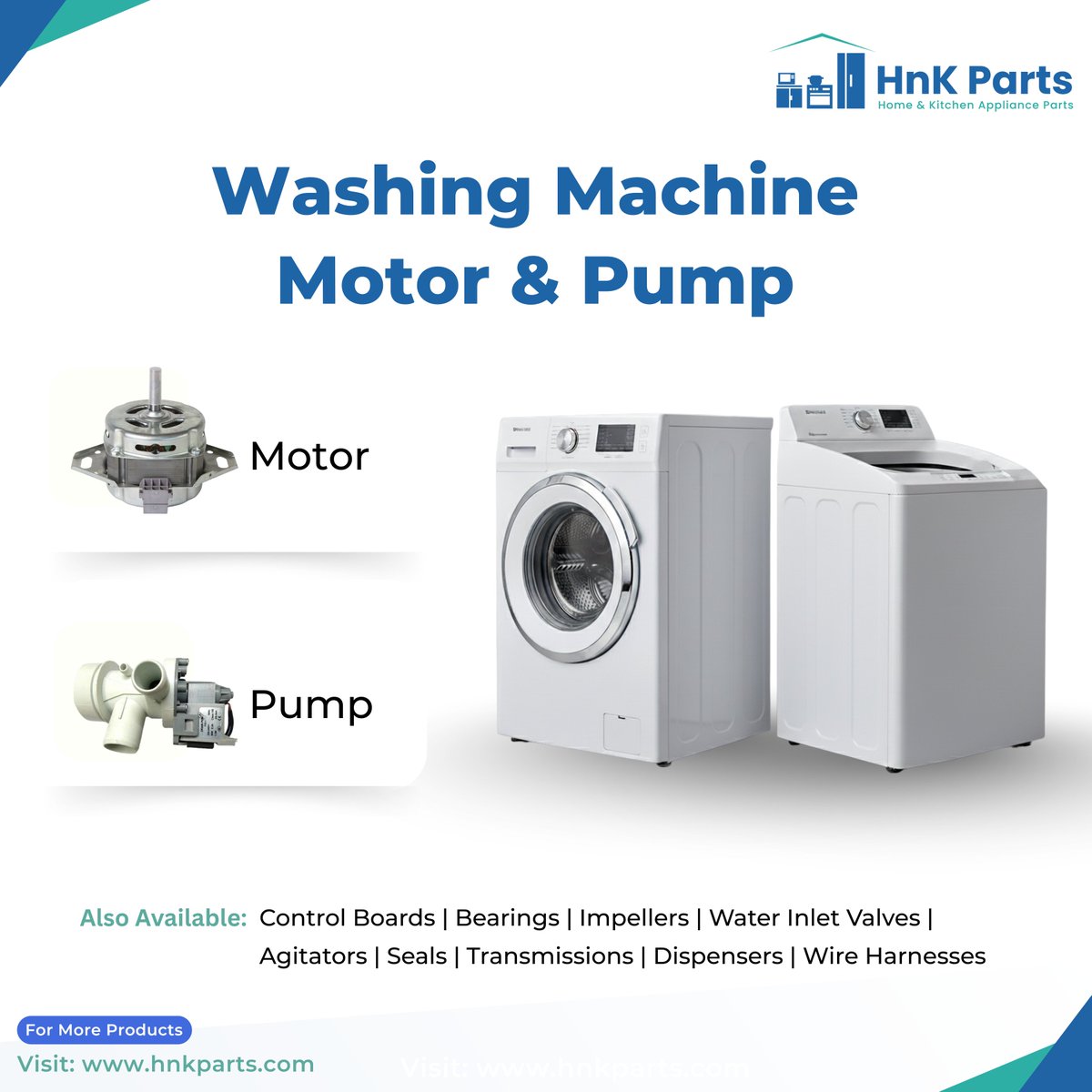 HnKParts's tweet image. Need a replacement Motor or Pump for a washing machine?
Find genuine replacement parts at HnK Parts—such as control boards, valves, seals, impellers, and more!

Shop now:  postly.click/1yL

#WashingMachine #ApplianceRepair #HomeAppliances #HnKParts