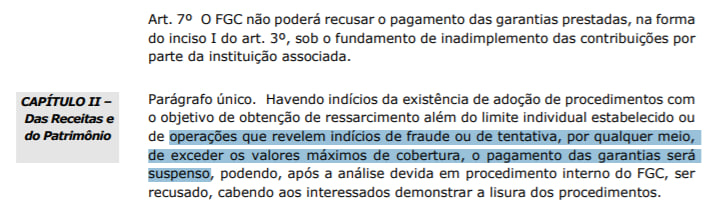 traderdocerrado's tweet photo. #Bacen #Master #Fictor O Estatuto do Fundo Garantidor de Créditos (FGC), anexo à Resolução nº 4.222, de 23 de maio de 2013, do Conselho Monetário Nacional (CMN), estabelece as regras de funcionamento e cobertura.
O dispositivo chave para a análise é o Parágrafo único do Art. 7º https://t.co/0aIYaGxGAl