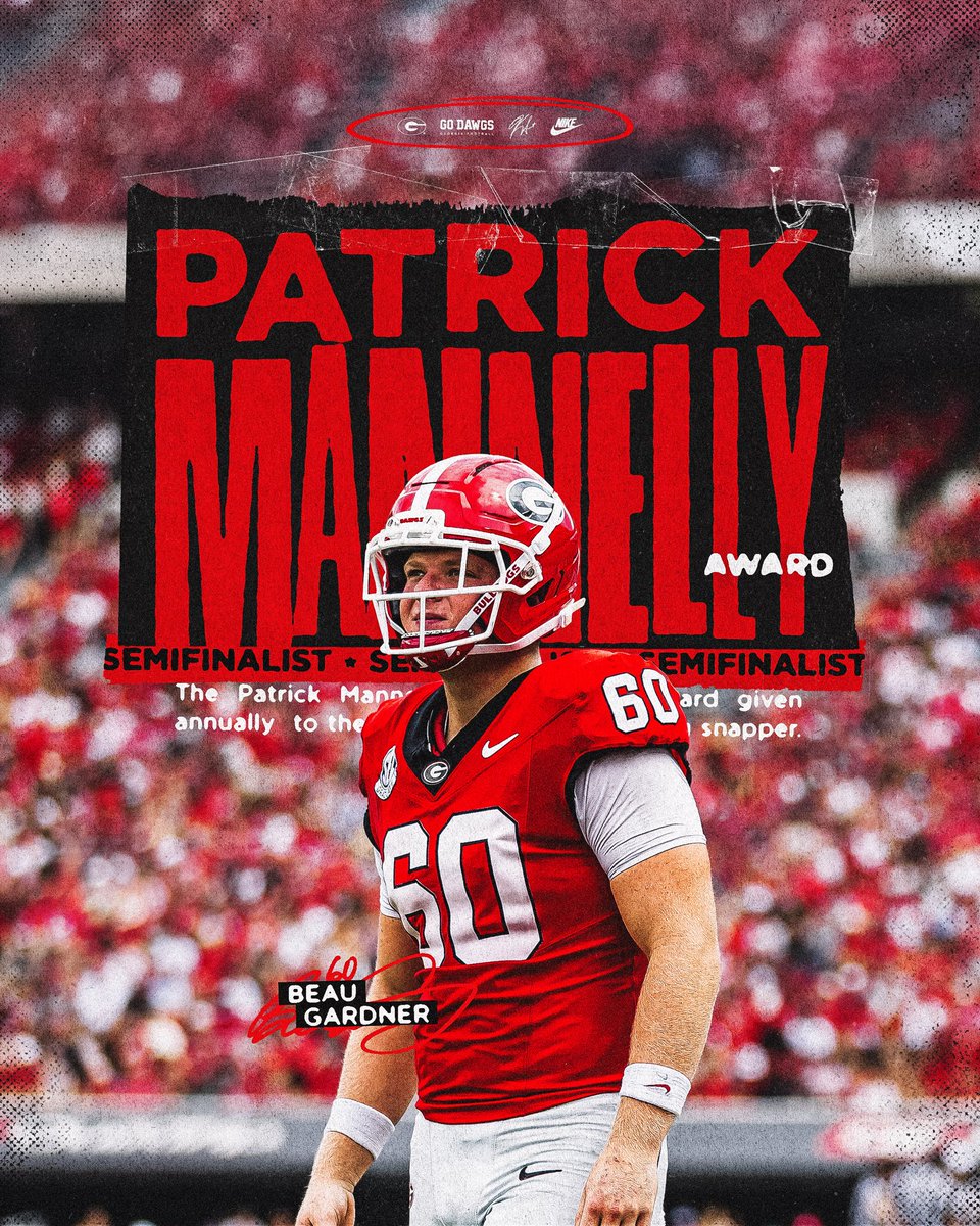 GeorgiaFootball's tweet image. Beau Gardner has been named a semifinalist for the Patrick Mannelly Long Snapper Award 🏆

#GoDawgs