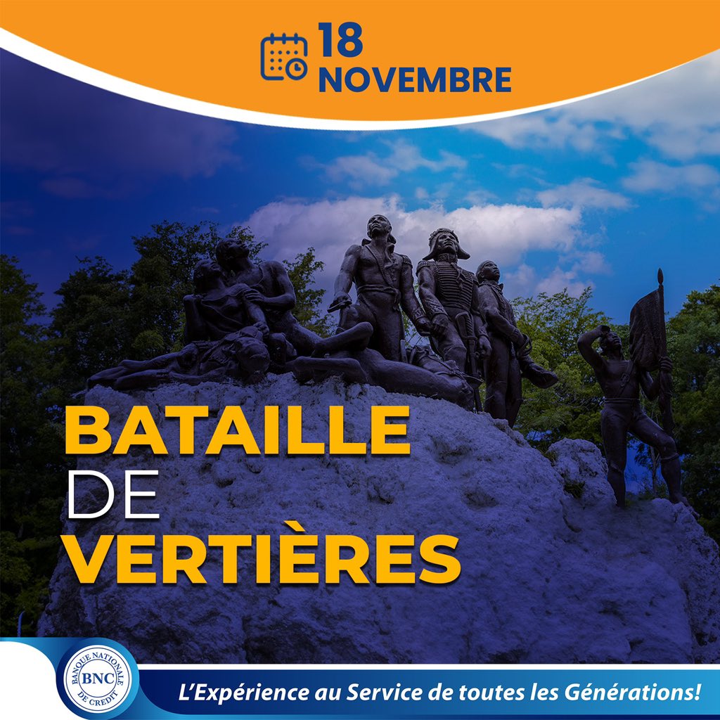 La bataille s’est tenue à Vertières mais elle fut pour la nation entière!
Suivons les pas de nos pères pour construire une nation robuste et altière.
#batailledevertières
.
.
.
#lexperienceauservicedetouteslesgenerations
#banquenationaledecredit
#bnc
#46ansdexperience