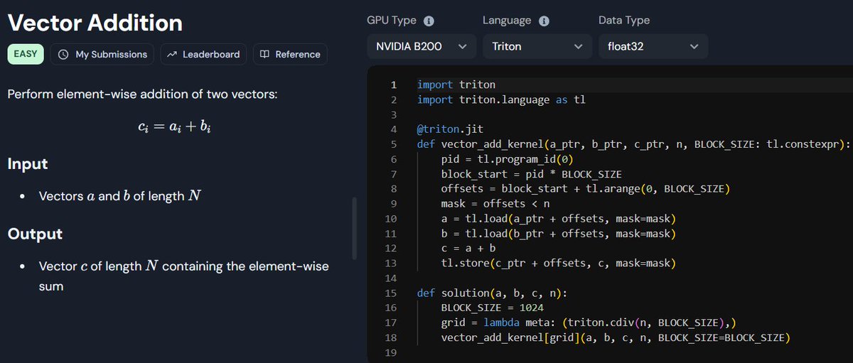 LearnInShadows's tweet image. Day 2 of GPU programming

Never knew addition needs so much code 😂

Starting to get the hang of program_id.  
Used Gemini 3.0 to generate pseudocode since I&apos;m new to GPU programming and didn&apos;t want full code.
Lets hope this momentum continues