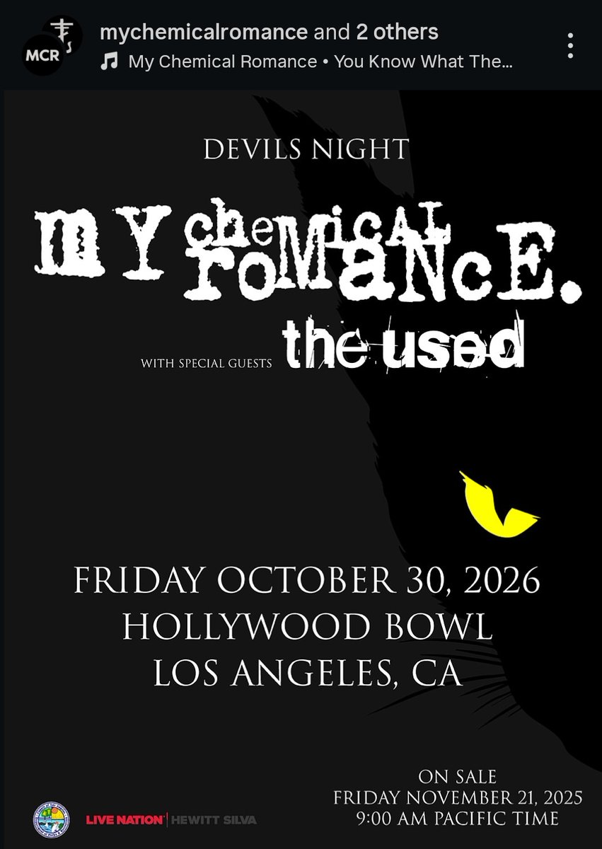 shannon_said's tweet photo. We've reached maximum velocity. Critical mass. MCR x The Used, Devil's Night, 2026. https://t.co/zy8LlNYkWY