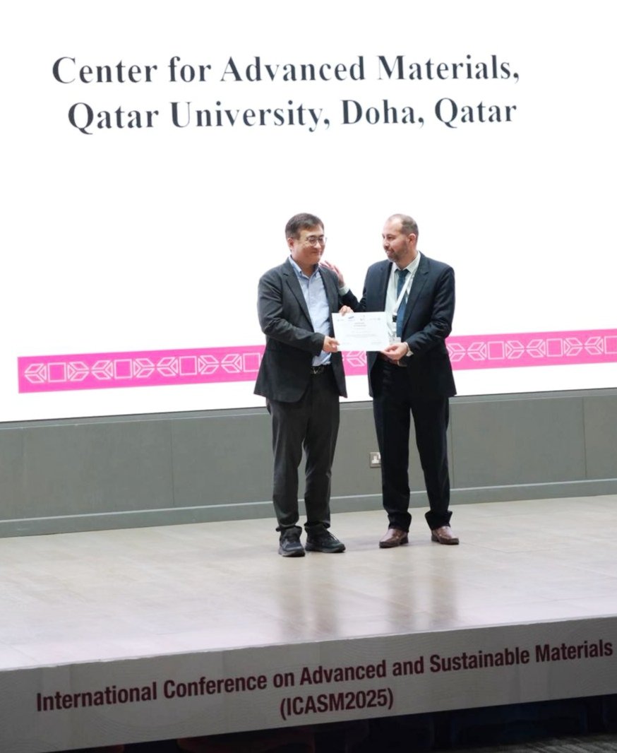 CAM_Qatar's tweet photo. #Awards 🏆 &amp; #Appreciation 🤗

3- Day International Conference on Advanced and Sustainable Materials (#ICASM2025) organized by Center for Advanced Materials (CAM) @QatarUniversity https://t.co/7Jx4KQx8zR