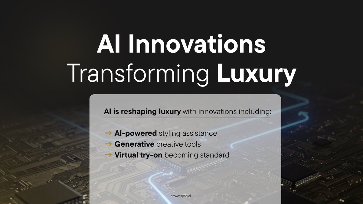 CrownSyncAI's tweet image. AI is reshaping luxury from real-time styling to AI-powered creative and virtual try-ons.
Innovation isn’t optional anymore.

Is your brand ready?
✉️DM CrownSync AI to explore what’s possible.
#LuxuryTech #AIinLuxury #DigitalInnovation #CrownSyncAI