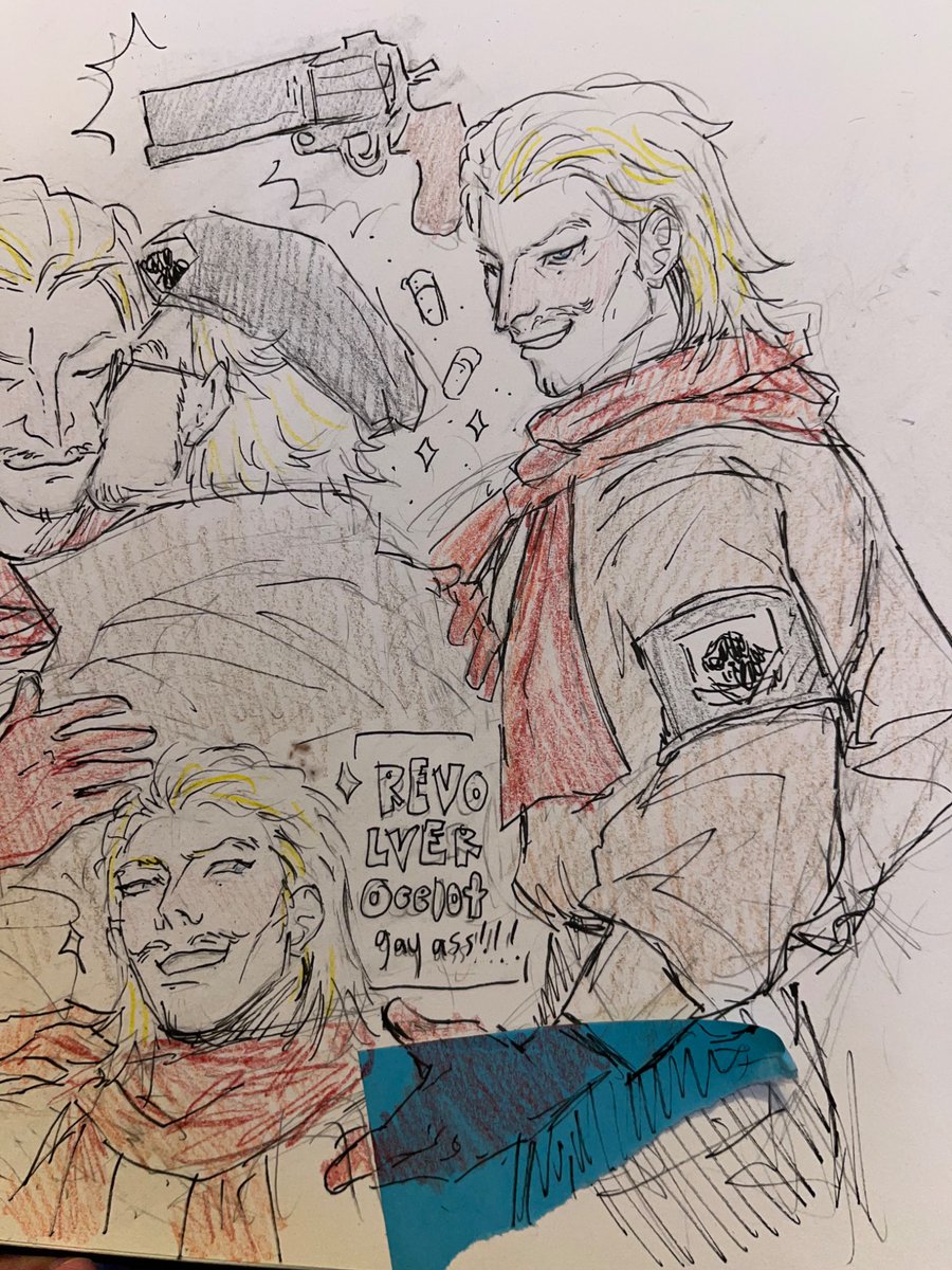 howlingbeowulf's tweet image. ocelot sketch page phtthh #mgs #ocelhira