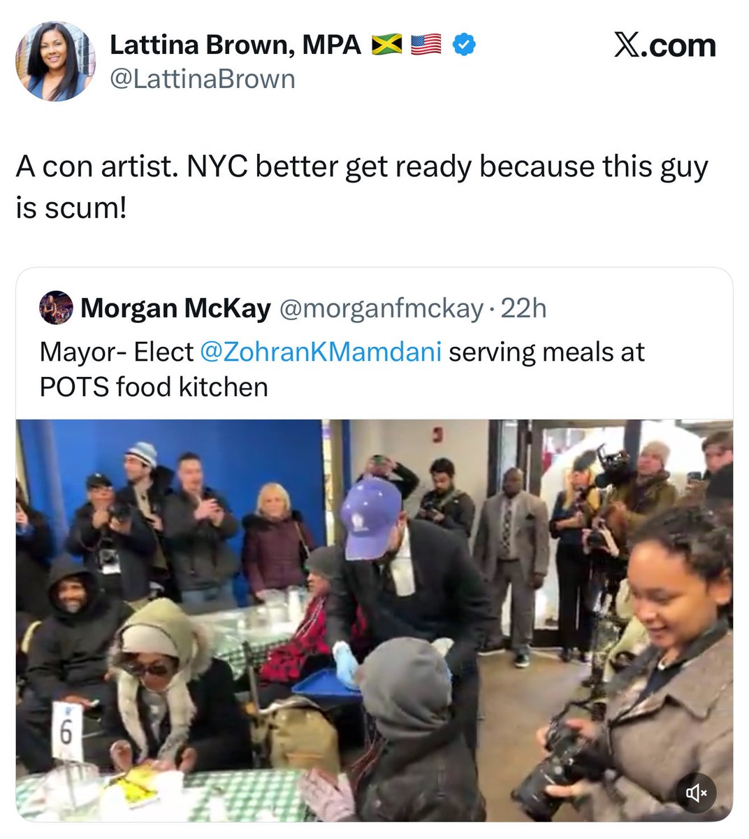 JordanUhl's tweet image. [Mamdani serving food to people in need]

“This guy is scum!”