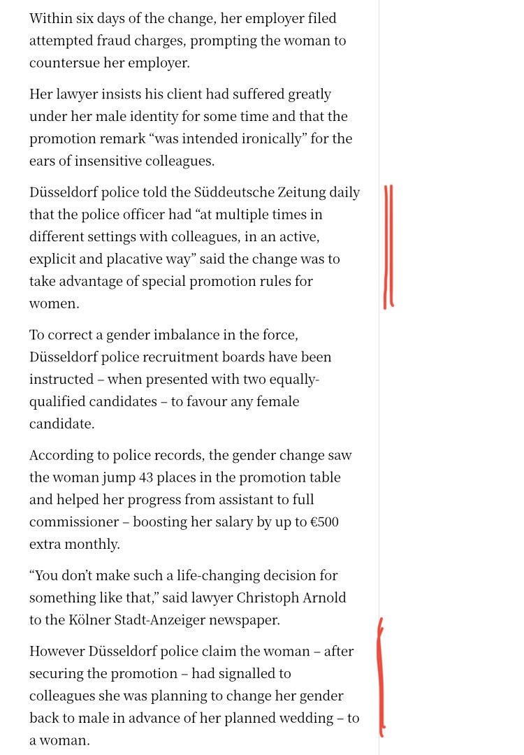 TheCountessIE's tweet image. In news that will surprise nobody, the Irish Times uses female pronouns to report that a German man claimed a female identity in order to secure a promotion. 

The man, having risen through the ranks because of this promotion has now “signalled to colleagues” that he intends to…