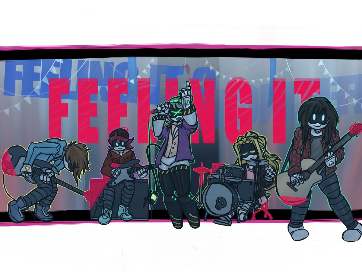 SniperWaffle115's tweet image. Finally got art of the band AU for some of my OCs!

Huge thanks to @whuupuu_ for being willing to do a big commission for me!

#MurderDrones #MurderDronesOCs #MurderDronesOC