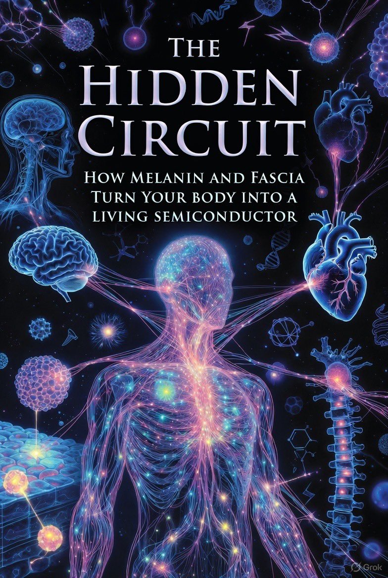 kolaadetu's tweet image. The Hidden Circuit: How Melanin and Fascia Turn Your Body into a Living Semiconductor

Beneath the skin and around every muscle, a shimmering, collagen-rich tissue called fascia wraps the body in a continuous tensional network. For centuries, anatomists dismissed it as mere…