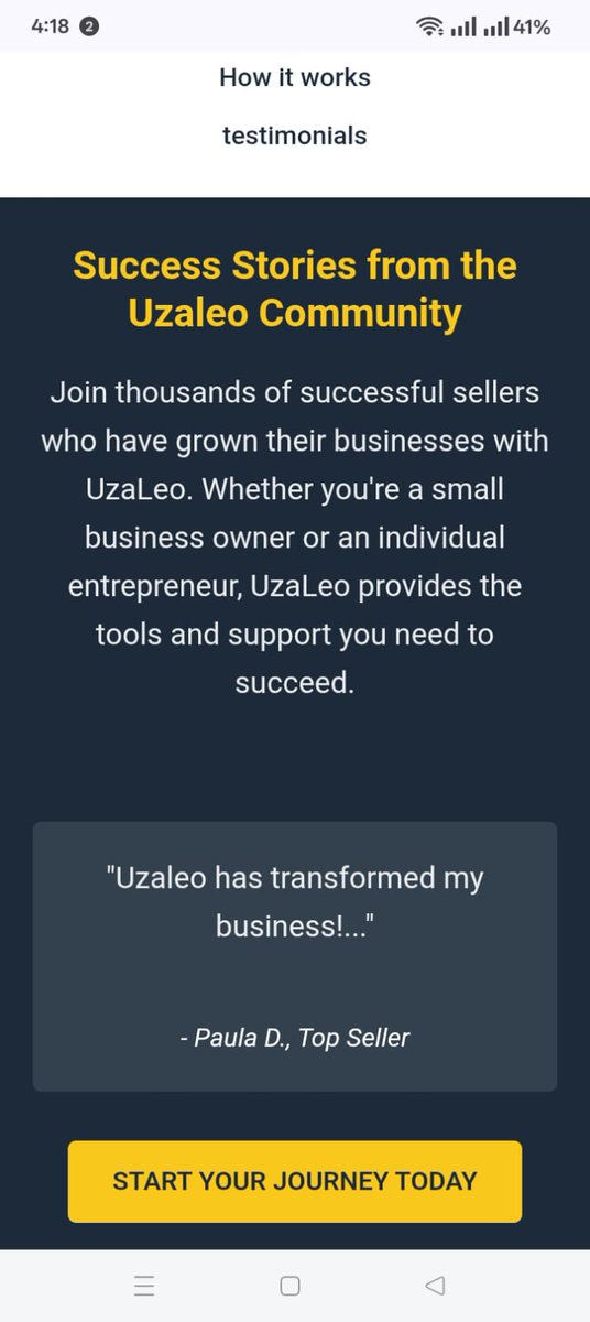 suzisuu_'s tweet image. Launch Day! 🚀 My first professional portfolio project is live: the UzaLeo Seller Onboarding Page.
100% Responsive using #CSSGrid and #Flexbox. Built with clean #VanillaJS for speed.Check out the live demo &amp;amp; feedback ! 👇
susan-awori.github.io/uzaleo-landing…
#Frontend #WebDesign #KenyaTech