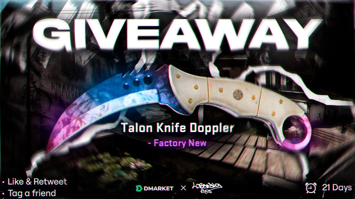 LobanjicaCS's tweet image. 🎁 HUGE $1000+ KNIFE GIVEAWAY 🎁

COMPLETE THE BELOW:

- follow @LobanjicaCS + @DMarket
- ⁠tag 1 or more friends
- ⁠like &amp;amp; retweet
- ⁠use the below link to register because the skin will be sent to your dmarket account: go.dmarket.com/Loba

GL, picking winner in 21 days😄