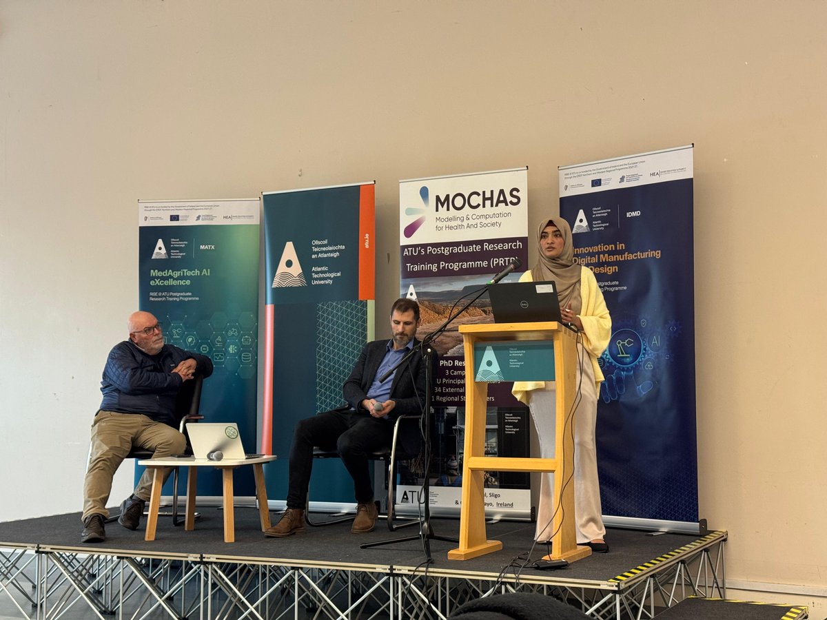 WirelessIoT's tweet image. We were delighted to see PhD researcher Mahbloos Khan share her work at the RISE@ATU Symposium. 

Her presentation on advanced antenna technology for next-gen IIoT highlighted key Industry 5.0 communication challenges and how heterogeneous antenna designs can improve performance.