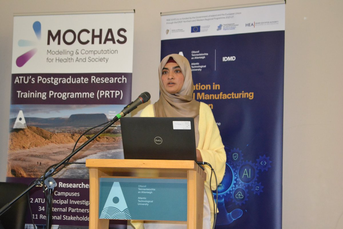 WirelessIoT's tweet image. We were delighted to see PhD researcher Mahbloos Khan share her work at the RISE@ATU Symposium. 

Her presentation on advanced antenna technology for next-gen IIoT highlighted key Industry 5.0 communication challenges and how heterogeneous antenna designs can improve performance.