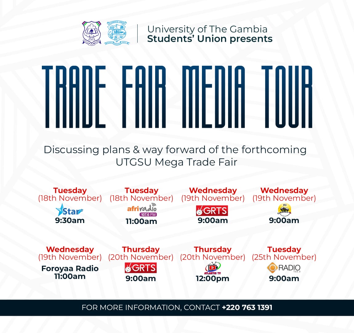 UTGSU: MEGA TRADE FAIR MEDIA TOUR BEGINS

As the countdown to the UTG Mega Trade Fair nears, The UTGSU through its Information Ministry once again launches a special "Trade Fair Media Tour".
We urge students, vendors and the public to tune in.