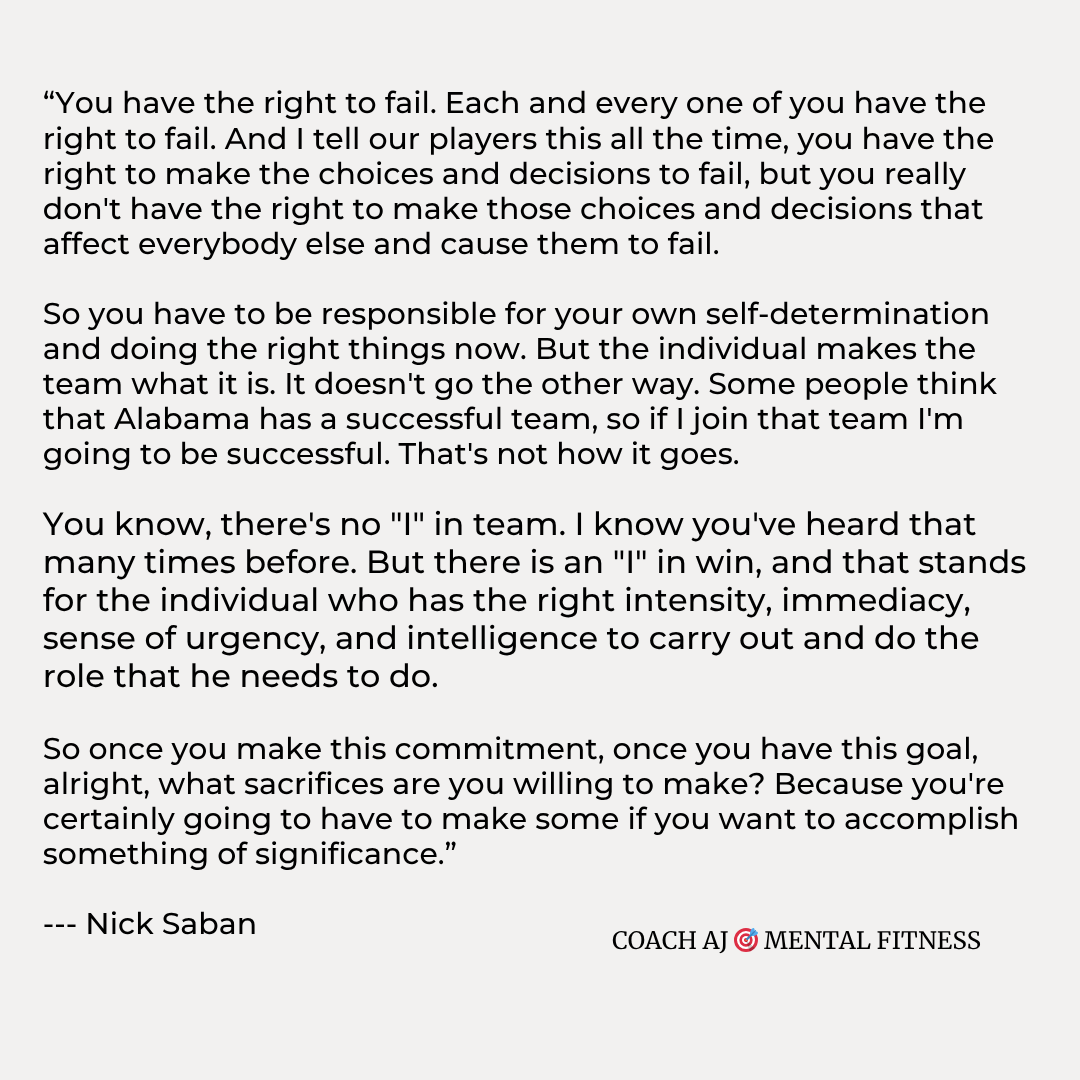 Nick Saban literally gave one of the best explanations of teamwork and commitment.
