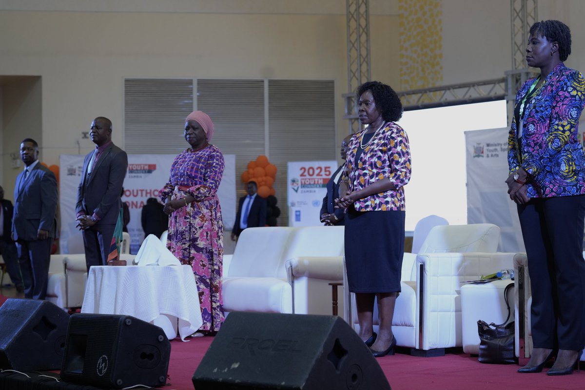 UNDPZambia's tweet photo. Her Honour the Vice President, Dr. @NalumangoMutale opened the 2025 #YouthConnekt National Summit, urging youth to lead 🇿🇲’s “Green Hustle” by driving innovation in agriculture. She highlighted GRZ’s support thru CDF, agribusiness financing, innovation hubs &amp; skills programmes. https://t.co/U8x0Bou0Ic