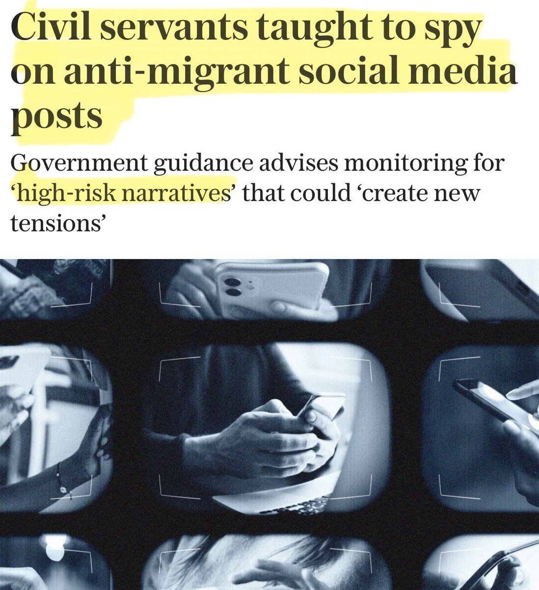Starmer told a US President that British citizens have free speech….

“The new “Resist framework” guidance instructs civil servants to monitor social media for “high-risk narratives” and gives the example of community housing concerns that could adversely affect particular