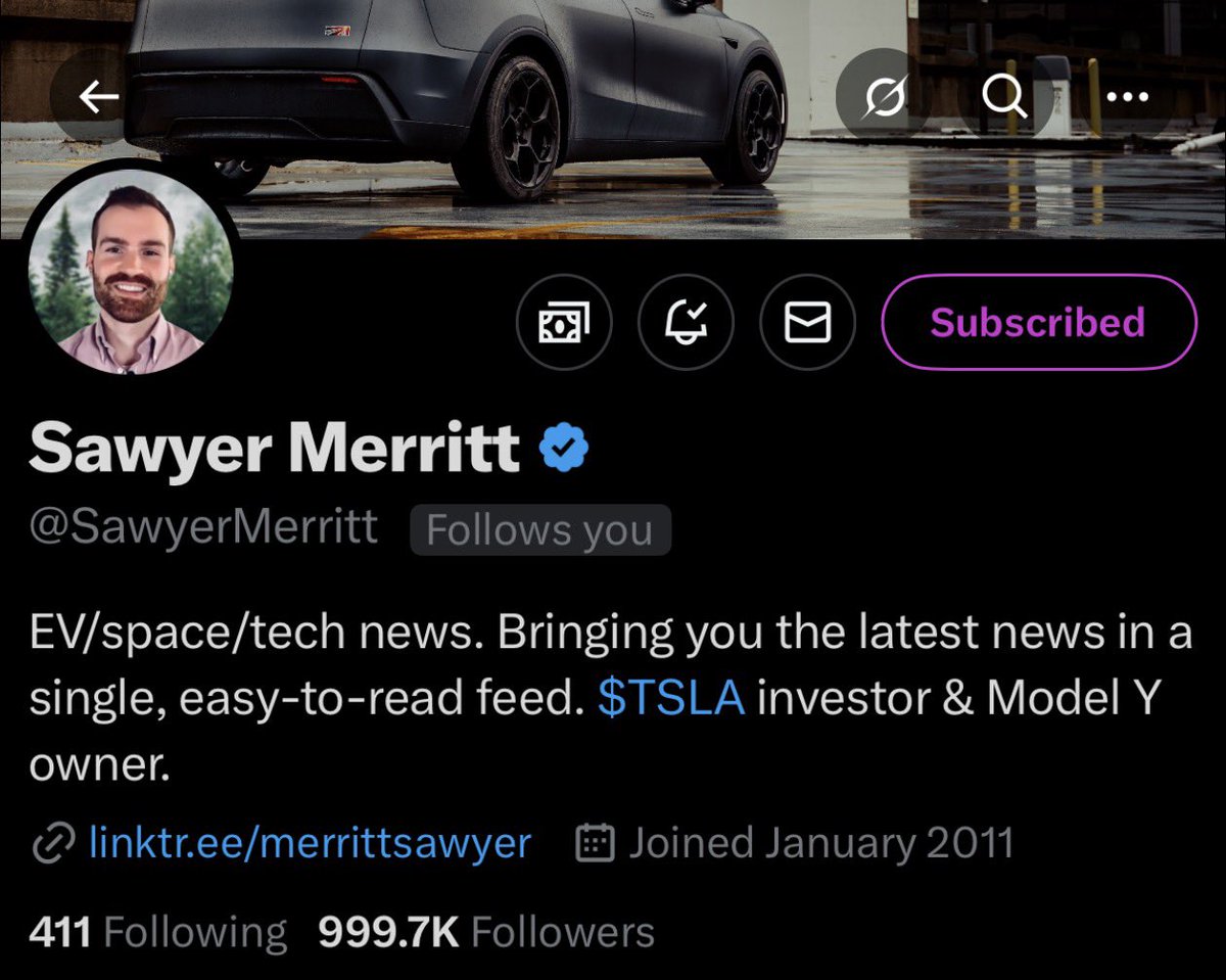 <a href="/SawyerMerritt/">Sawyer Merritt</a> is 300 followers away from 1M … help him out!!! Make sure your awful vulgar alt accounts also follow him lol😂🤣🥴🤣
