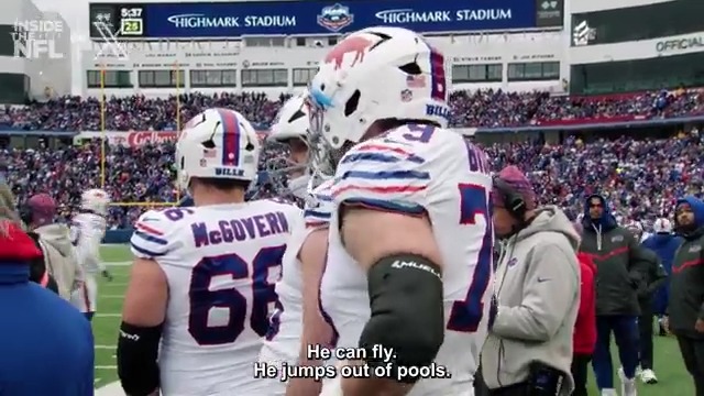 The @BuffaloBills O-Line is in complete awe of @TristanWirfs78 😂

@insidetheNFL Week 11 Mic'd Up on X 