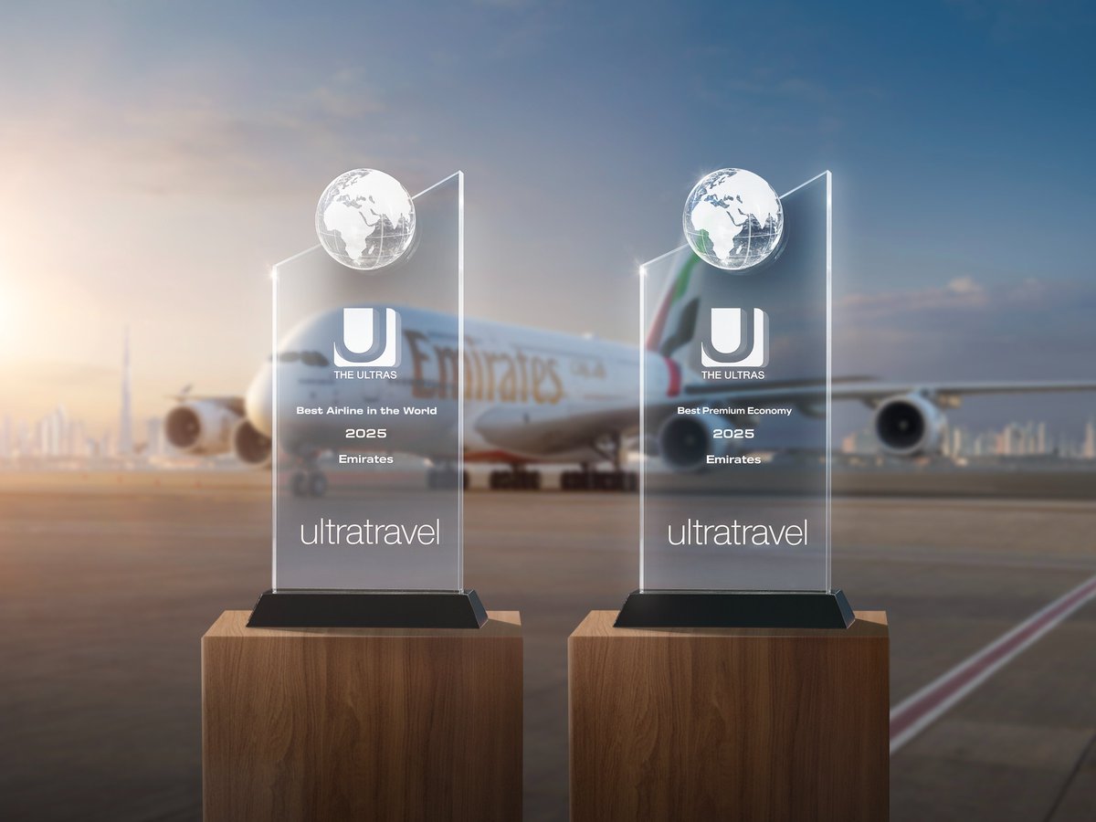 DXBMediaOffice's tweet image. Emirates has been voted ‘Best Airline in the World’ for the 8th consecutive year, at the esteemed ULTRAs travel awards held in Dubai yesterday. Based on votes from Ultratravel’s global network of 1.2 million travellers, Emirates also scooped the ‘Airline with the Best Premium…