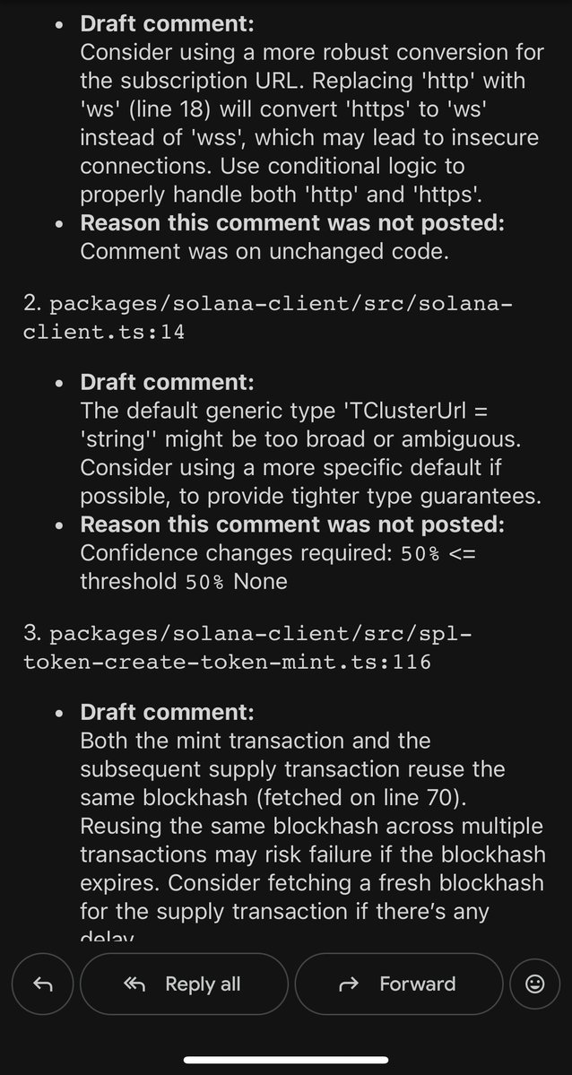 I guess if you use these AI code review things you're just meant to turn off github emails?

Why are you emailing me draft comments you decided not to post 🙃