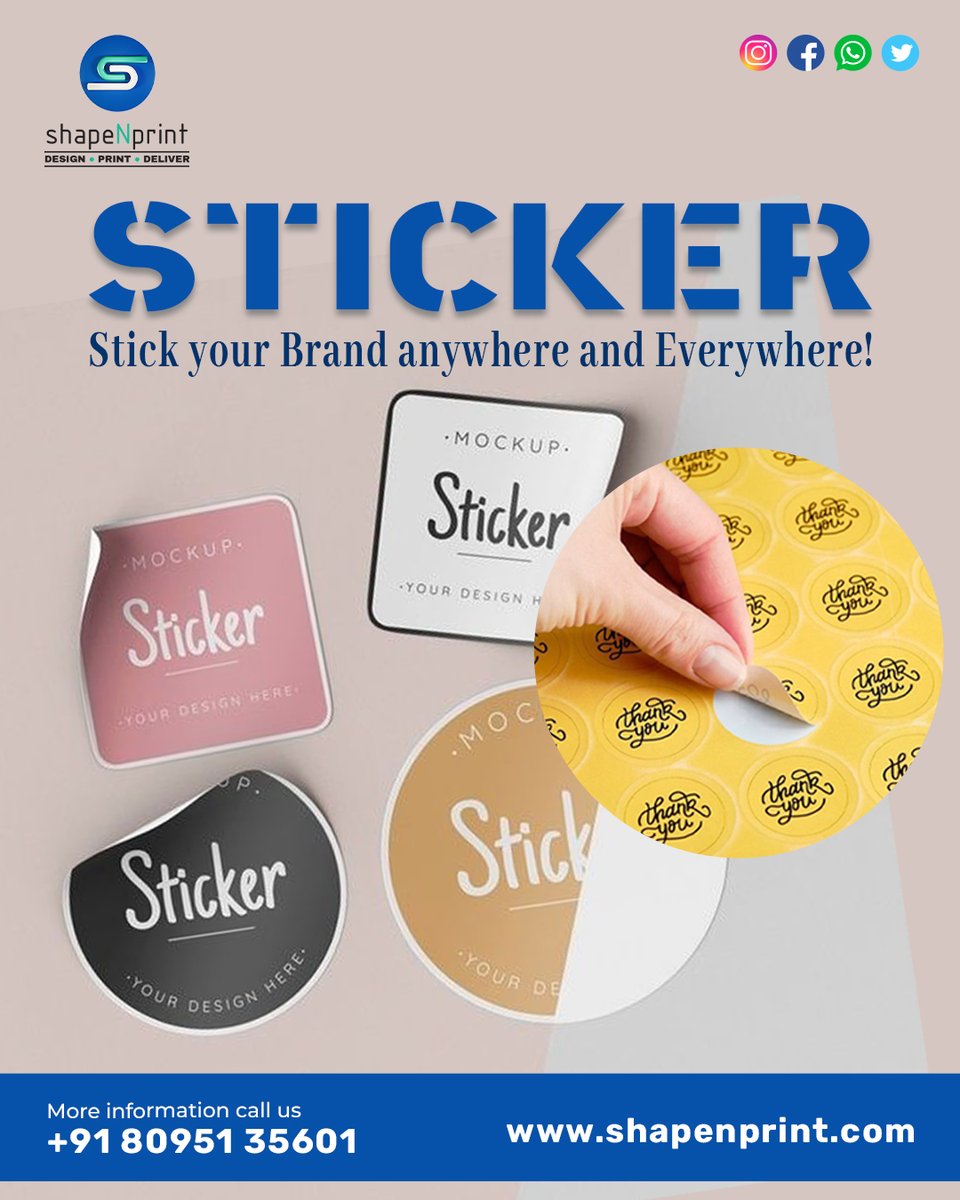 shapeNprint's tweet image. Stick your brand anywhere and everywhere! 
Get Flat 10% OFF on stickers.
@shapenprint 

Order Now: 80951335601

#customstickers #stickersdesign #stickerprint #brandstickers #marketingstickers #productsticker