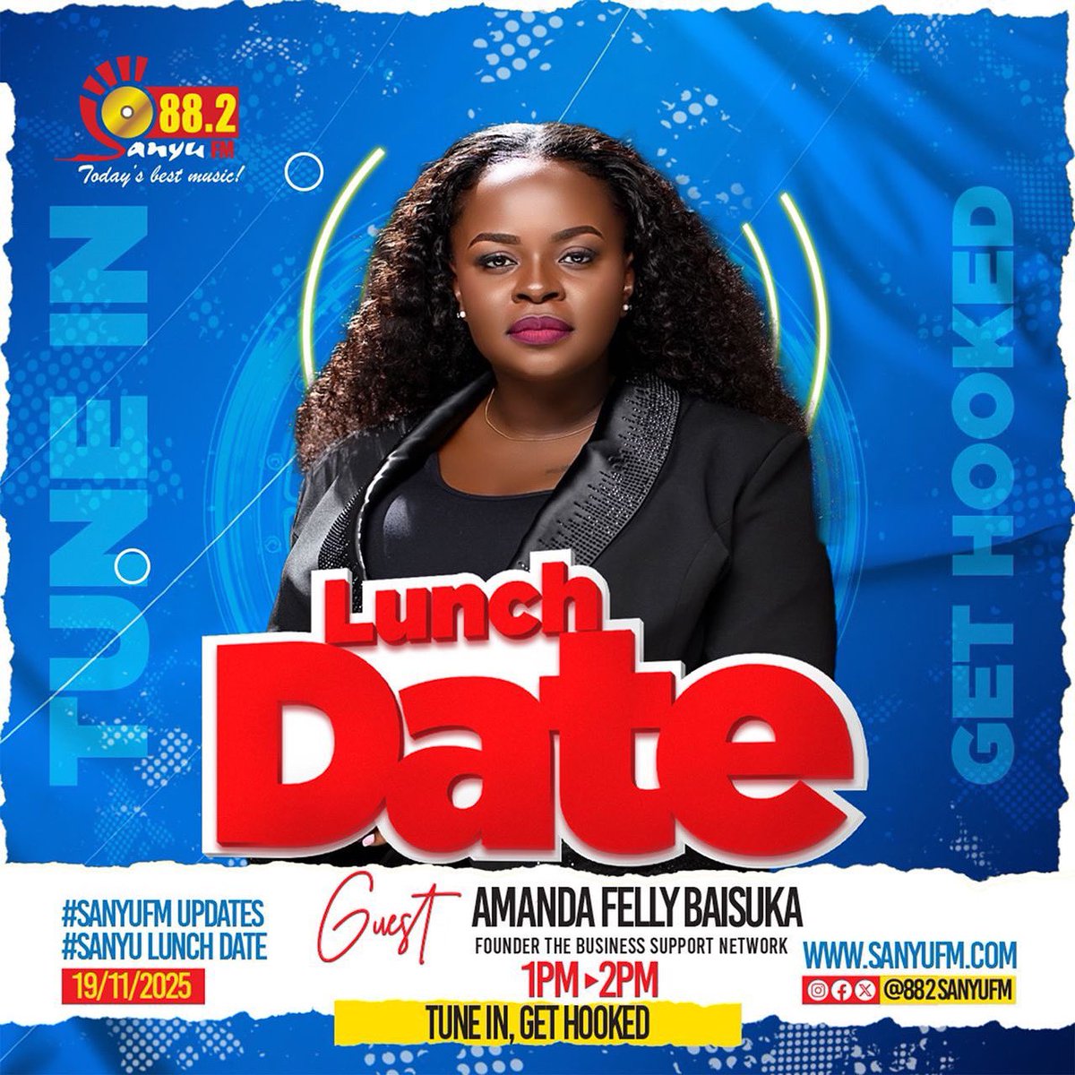 882SanyuFM's tweet image. Join us this Wednesday for the Lunch Date as we host Amanda Felly Baisuka, Founder of The Business Support Network. 
Tune in from 1–2 PM for inspiring insights and powerful conversations.
