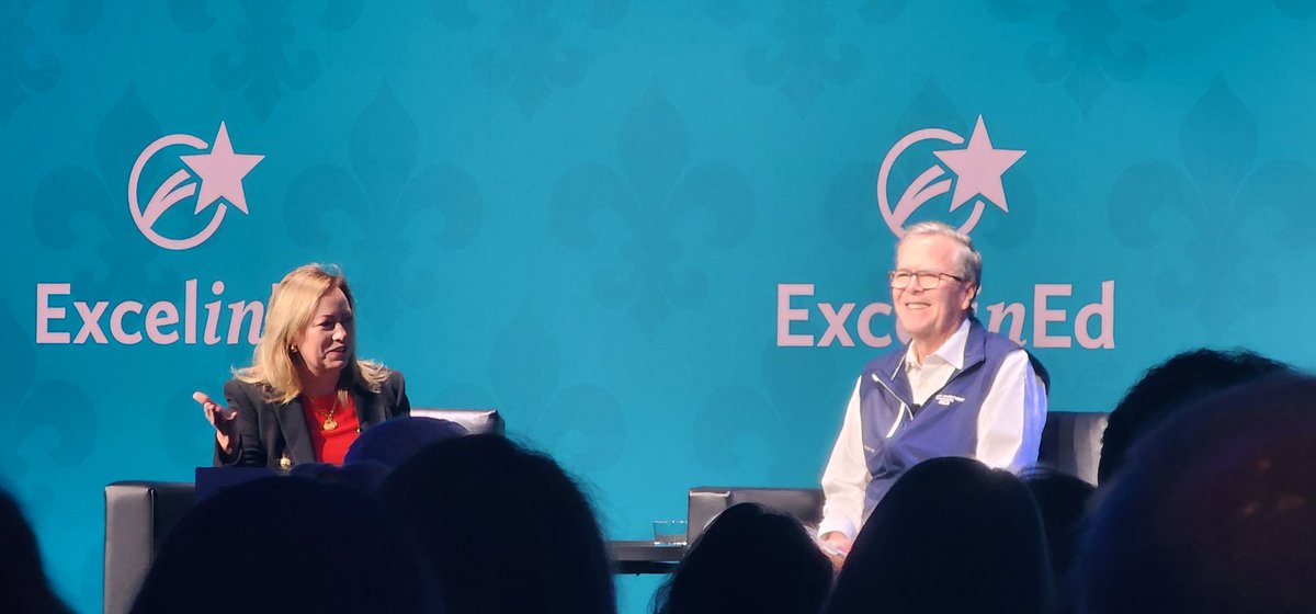 RepMueller's tweet image. Great opening keynote by @JebBush at @ExcelinEd!  Be mission driven and serve passionately.  Let&apos;s tear down silos and antiquated thinking to actually teach our students. #EIE25